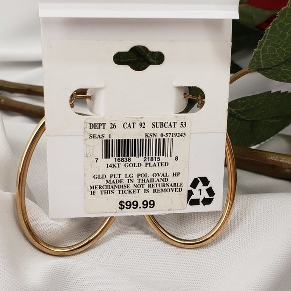 Elegant 14K Hoop Earrings NWT - Picture 2 of 2
